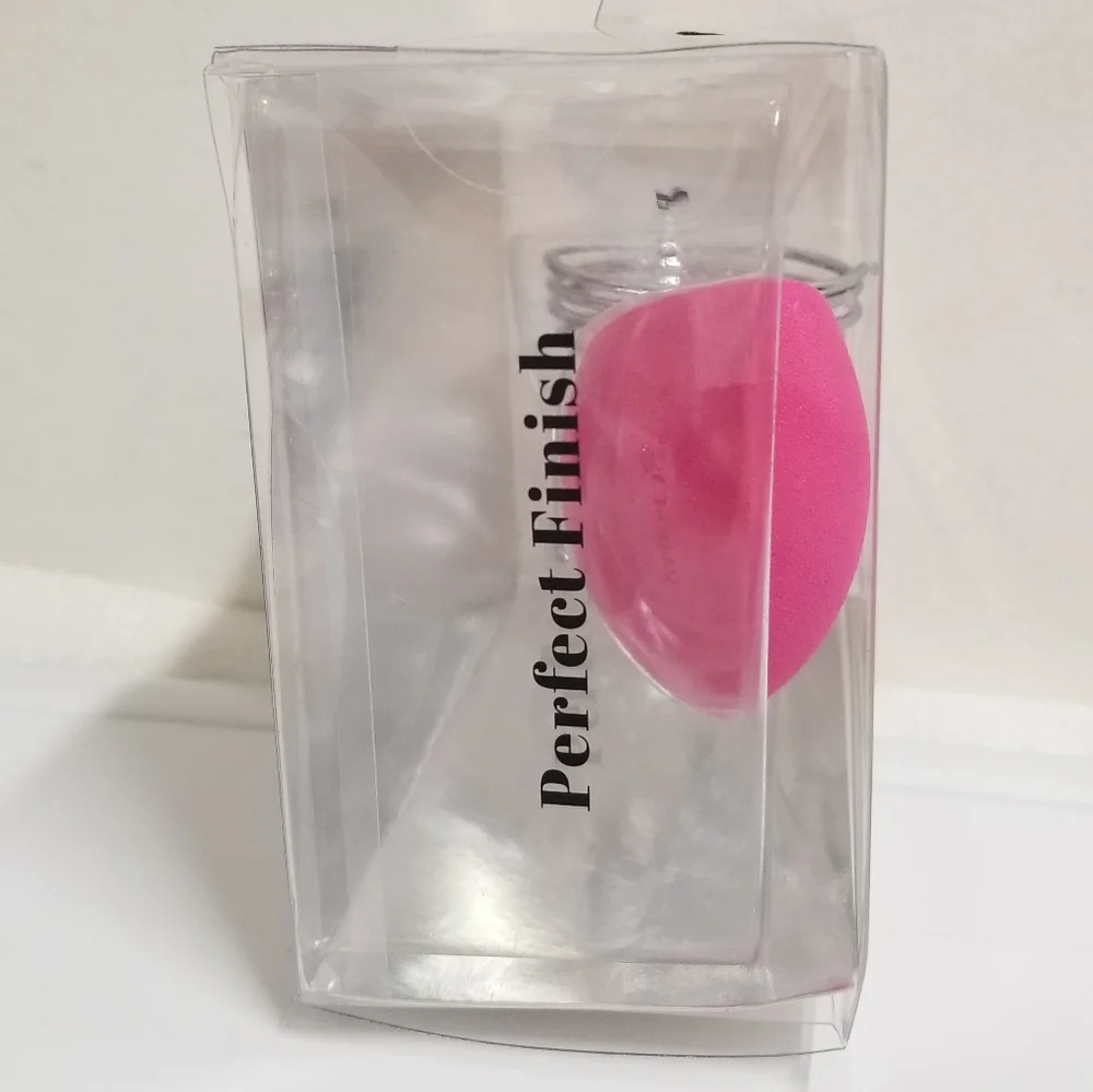 CALA Hot Pink Pro Blender Makeup Sponge & Silver-tone Holder Stand NWT